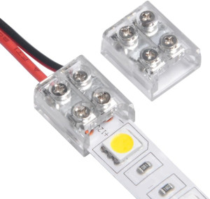8mm LED Streifen Schraub Verbinder für SMD und COB PCB LED Leiste 12v 24v 48v (Streifen zu Kabel)